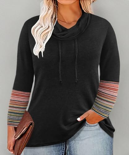 Image of CARCOS Womens Plus Size Tops Mock Neck Long Sleeve Shirts Turtleneck Tunics for Fall Winter XL-5XL