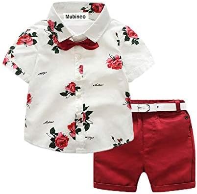 Mubineo Toddler Little Boy Kids Summer Floral Shirt Bermuda Shorts Outfit Set Clothes - Image 2