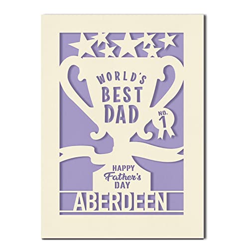 EDSG Personalized Fathers Day Card | Laser Papercut Card for Dad Daddy Grandpa Grandad Uncle Husband with Envelopes | Custom Gift for Happy Fathers Day and Handmade in US (Lilac Purple)