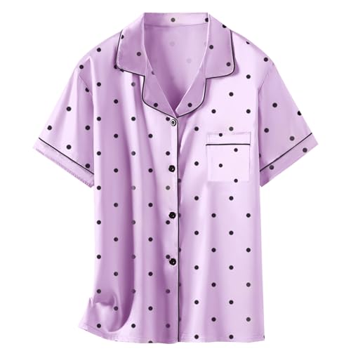 Image of Girls & Womens Satin Pajamas Set, Silk Button-Down Sleepwear 2 Piece Nightwear, 3 Years - Women XXL