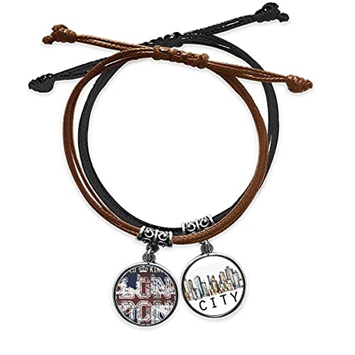 Bracelet cuir souple ajustable anti-irritation motif Union Jack Londres