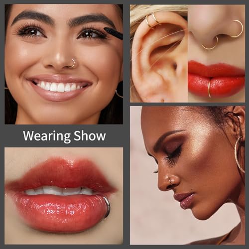 8Pcs Nose Ring Hoop & Hinged Clicker Septum Rings [16G/18G/20G]–Hoop Helix Cartilage Daith Tragus Sleeper Earrings For Women Men4