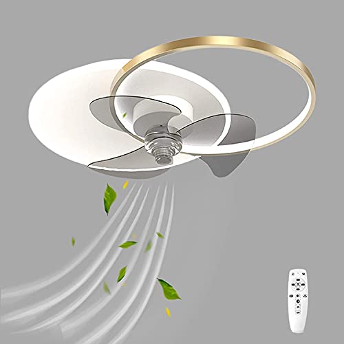 Ventilateur de plafond en métal double anneau au design minimaliste et chic