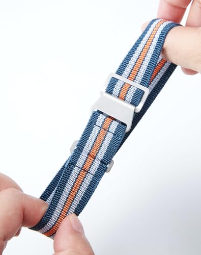 Image of BINLUN Elastic Nylon Watch Band 18mm 20mm 22mm Marine Nationale Fabric Military Parachute Replacement Watch Strap Men Women Silver & Black Buckle - Upgraded Hook-and-Loop Buckle
