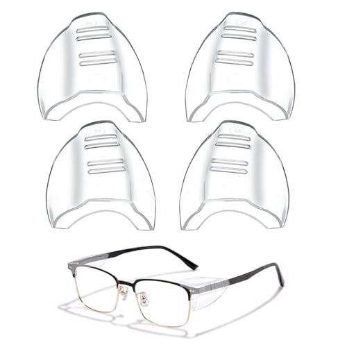Daryunk 2 Pairs Side Shields, Wing Shaped Glasses Anti-Slip and Flexible Clip On Safety Glasses, Flexible Compatible with Small/Medium/Large Glasses