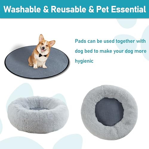 Image of Bunlitent Washable Pee Pads for Dog, 2 Pack, 27.5 Inch Round, Reusable Puppy Pads with Quick Dry, Anti-Slip for Dogs, Cats & Whelping