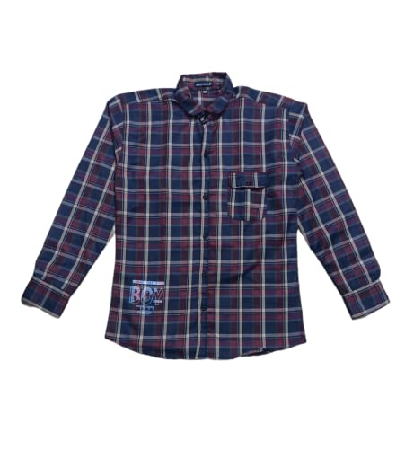 Image of The Tinge Boy's Casual Regular Fit Cotton Blend Ckeckered Shirt for Boys|Boy's Shirt|Boy's Casual Shirt