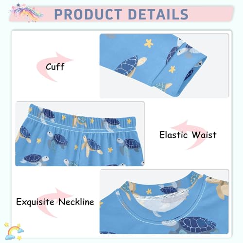 ALAZA Sea Turtle Starfish Blue Pajamas Long Sleeve Sleepwear 2-Piece Pajama Set4