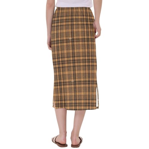 Women's Beachy Stretch Midi Summer Skirt Work Split Beach Skirt3