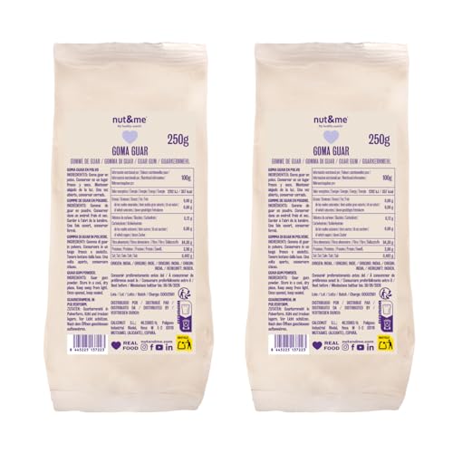 Goma guar 500 gr nut&me | Espesante Natural | Estabilizador para alimentos | Sin gluten | Fuente de fibra | Keto | Vegano | Pack 2 x 250gr
