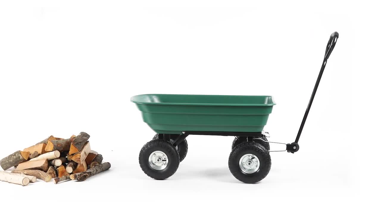 Carretilla Relaxdays con función de volcado, 4 ruedas neumáticas 3.50-4, capacidad hasta 200 kg, estructura de acero aleado, plástico y goma, color verde miniatura 7
