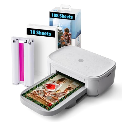 HP Impressora fotográfica instantânea Sprocket Studio Plus 10 x 15 – Pacote de 118 folhas e cartucho – Sem fio, Wi-Fi, sublimação de tinta premium – Imagens coloridas vibrantes – Aplicativo de edição