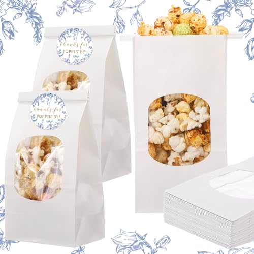 Sacs à popcorn Funnymoom lot de 48 sachets en papier kraft avec autocollants pour fête de mariage