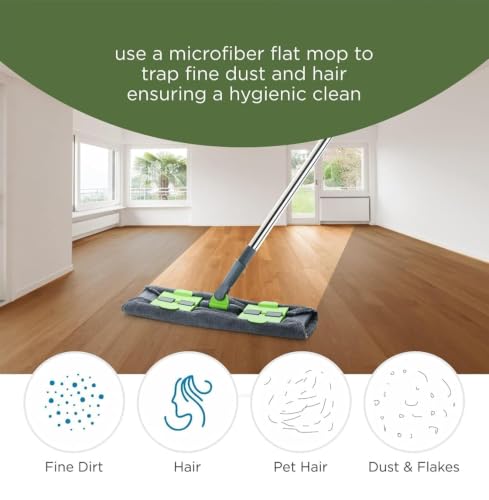Image of Flat Floor Cleaning Mop | Microfiber Dust & Water Absorbent Mop with Long Rod | Kitchen, Hall, Bathroom & Floor Cleaning | फर्श साफ करने वाला पोछा