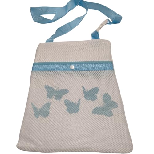LND Gifts Large Peg Bag with Shoulder Strap 27.5cm x 21cm - LND Gifts Clothes Peg Bag Laundry Accessories, Clothes Peg Holder, Butterfly Print, Assorted Colours Pink or Blue - Image 6