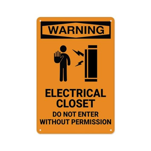 Placas Metálicas Armario Eléctrico No Entrar Sin Permiso Resistente Al Desgaste Y Duradero Chapas Metalicas Retro Letrero Metálico para Garaje Baño Aseo 20X30Cm