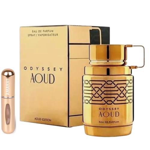 Perfume Odyssey Aoud Edition 100ML, Perfume Árabe Unisex Oriental y Amaderado de Larga Duración, Eau Da Parfum, Incluye Atomizador 5ML, Fragancia Sofisticada con Notas de Oud y Especias (Aoud)
