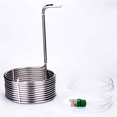 Dkko Homebrew Beer Wort Chiller - Immersion Wort Chiller Beer Cooling Coil 26.25' (8M) Length Food Grade 304 Stainless Steel - Package With 2 * 2M Hoses, Fittings And Faucet Adapter #TOP2