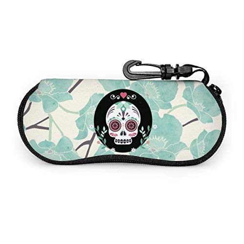Preisvergleich Produktbild Carneg Tragbare blaue Aquarell-Blumen-Sonnenbrille mit Verschlussschnalle Softbag Ultraleichtes Tauchgewebe Reißverschluss-Brillenetui GLC-1059
