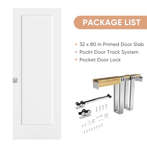Image of BARNSMITH 32in x 80in 1-Panel White Paintable Sliding Pocket Door
