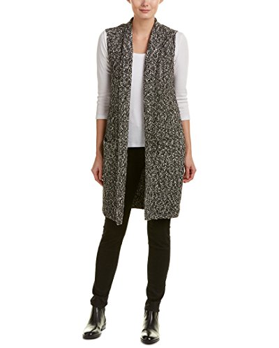 kensie Women's Cotton Tweed Vest, Black Combo, XL