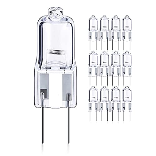 Luxvista 12-PCS 50W GY6.35/G6.35 Ampoules Halogènes Dimmable, 12V Bi-pin Base T4 G6.35 Ampoules 820lm Blanc Chaud 2700K pour Lampe de Table, Armoire, Lumière de Paysage Cover
