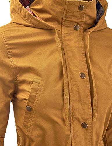 FASHION BOOMY Women's Zip Up Safari Military Anorak Jacket with Hood Drawstring - Regular and Plus Sizes Large LC-Mustard - Thumbnail 3