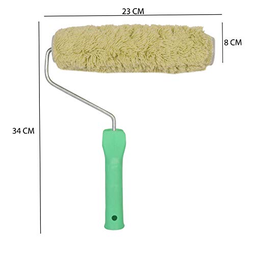 Image of KAPIL Painting Tools Combo of 1 Premium Paint Tray for 9 inch Paint Rollers, and 1 KAPIL Wall Paint 9 INCH Green Thread Roller (Imported Premium) - Green Colour