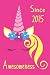 Produktbild Awesomeness Since 2015: Blonde hair unicorn themed journal for girls who were born in the year 2015, compact handy size notebook with 1/2 blank and 1/2 wide ruled pages for writing.