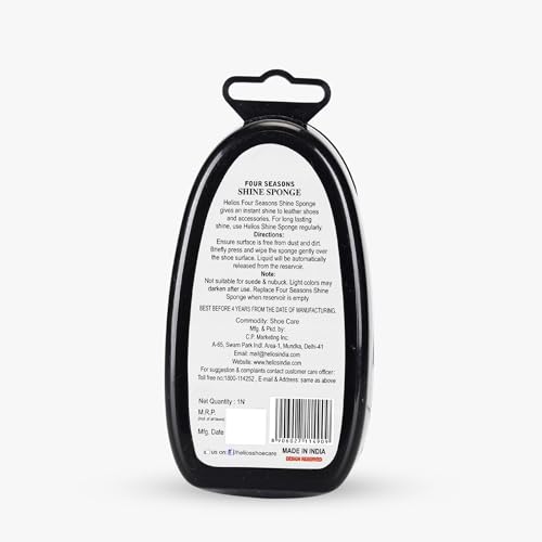 Image of Helios Shoe Shine Sponge for Leather Shoes | Instant Shine Sponge | Easy to Use Shoe Cleaner | Long Lasting Shine for Formal Shoes, Boots & Leather (Black, Pack of 5)