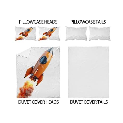 Housses de couettes 2 pièces king imprimé 3D space rocket sky cosmic - 4