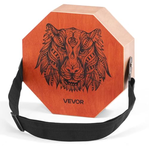 VEVOR Cajon Instrument mit internen Gitarrensaiten & Basston, tragbare Percussion-Box aus Holz, Trommel-Musikinstrument aus Birkenholz mit verstellbarem Gurt, für Anfänger & Profis, 295x295x100mm