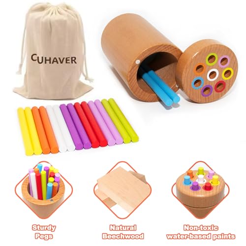 Image of Montessori Toys are for Children Over 18 Months Old, Sensory Toys for Toddlers, Wooden Learning Color Sorting Toys, Sensory Training with Color Sorting Sticks, Birthday for Boys Girls