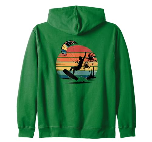 Kitesurf Camiseta Retro Sunset Surf Silhouette Vintage Tee Sudadera con Capucha
