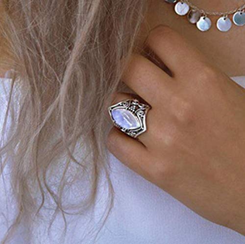 WDIYIEETN Vintage Silver Ring 925 Sterling Silver Natural Moonlightstone Women Jewelry Elegant Gemstone Wedding Ring Size 5-11 (7)4