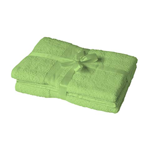 Exklusiv Heimtextil Juego de 2 toallas de ducha, 70 x 140 cm, verde manzana Cover