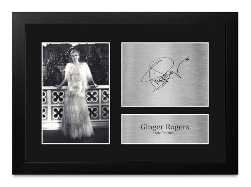 Regalos de películas clásicas foto de Ginger Rogers firmada enmarcada A4 para fans de Top Hat
