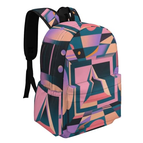 Geometric Illusion Printed Backpack Water-Resistant Pack Bulk Backpack Lightweight Travel Backpack2