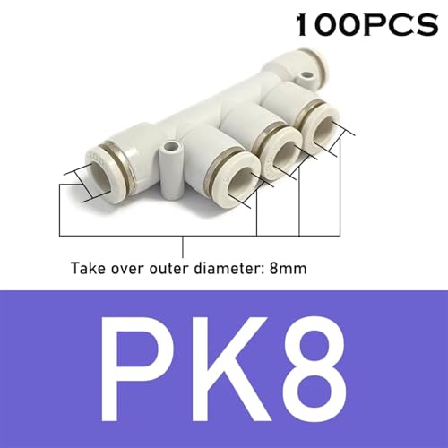 Accesorios neumáticos de plástico de cinco vías PK8 para manguera de 8mm 2