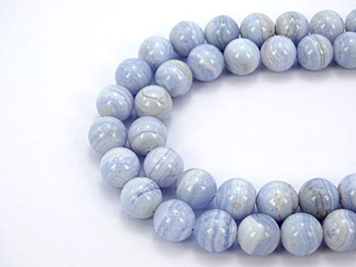 jennysun2010 Natural Blue Lace Agate Gemstone 6mm Smooth Round Loose 60pcs Beads 1 Strand for Bracelet Necklace Earrings Jewelry Making Crafts Design Healing