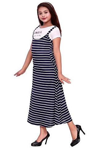 Oriex Girl's Inner A-Line Midi Dress with Top - Blue, 14-15Years 1