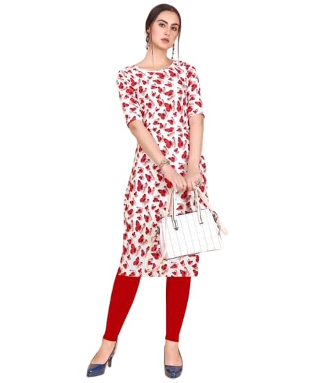 Casual Crepe Printed 3/4 Sleeve Kurti Set for Women, Bansi Fashion (Small, Red) (B0D387J2HJ) Amazon Price History, Amazon Price Tracker