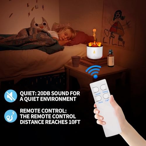 Image of BOHOFAM Humidifier for Home, Flame Diffuser Atmosphere Light Humidifier Portable Noiseless Aroma Aromatherapy Machine, Auto Shut-Off, Essential Oil Diffuser for Room, Home, Office (Valcano)
