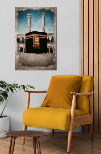 Image of MKB555 - Digital Canvas Painting - Kaaba (Makkah e Madinah) - For Your Beautiful Space - Canvas Painting Suitable Size 15X23 inches 1 /2 inch Additional Border Each Side.