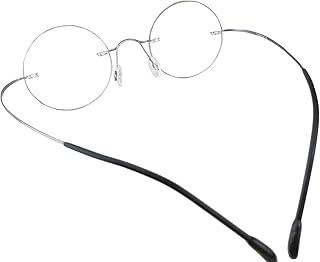 Circleperson Rimless Titanium Eyeglasses Vintage Small Round 43-22-145 W Clear lens for Men Women (Silver)
