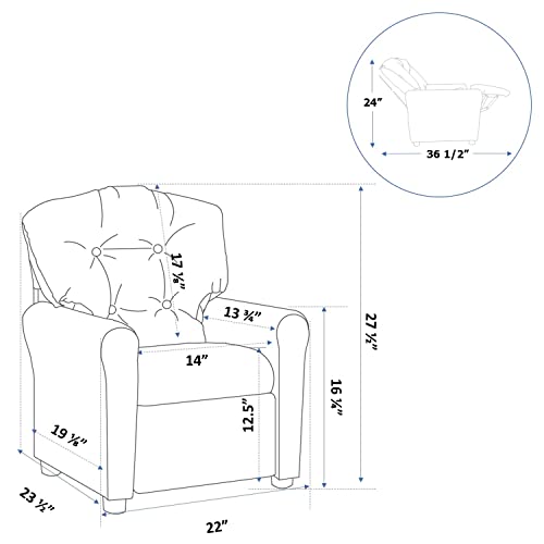 The Crew Furniture Traditional Kids Recliner Chair, Toddler Ages 1-5 Years, Polyurethane Faux Leather, Pink #TOP6