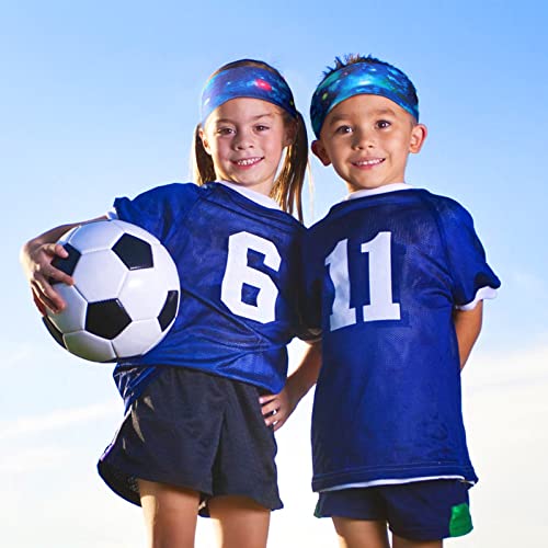 Image of Zhanmai 12 Pieces Boys Headbands 16 Inch Kids Sweatbands, Soft Athletic Sports Head Sweatband Headbands Wicking Elastic Hairband for Girls and Boys