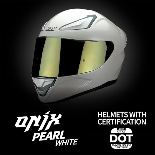 Image of HAX Onix Full Face Motorcycle Helmets DOT Approved, Pinlock Ready & Intercom Slot , Motorbike Powersports Street Racing for Men Women(Pearl White, L)