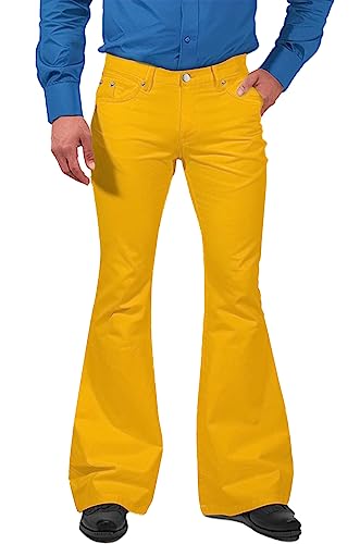 Evedesign XSH-22-01JEANS-YELLOW-M 70S Disco Pants For Men,Mens Bell Bottom Jeans Pants,60S 70S Bell Bottoms Vintage Denim Pants Jeans thumb #1