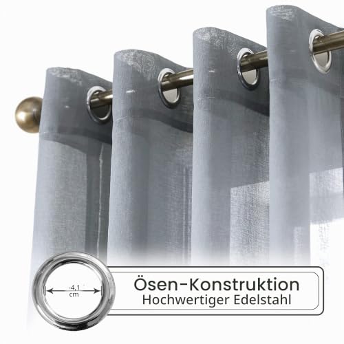 CUCRAF Transparente Gardinen mit Ösen für Wohnzimmer & Schlafzimmer, H260 x B140cm 2er Set… – Ansicht 4